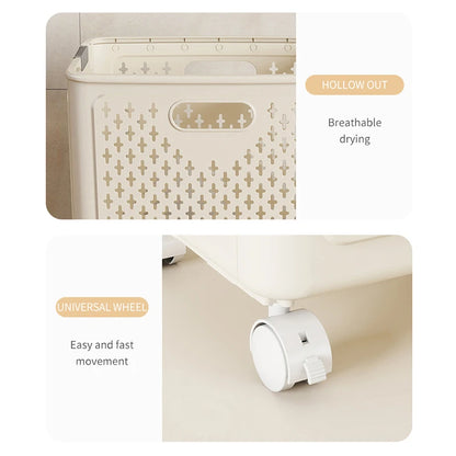 Foldable Laundry Baskets With Wheels Dirty Clothes Basket Large Capacity Cart Bathroom Multifunctional Storage Basket