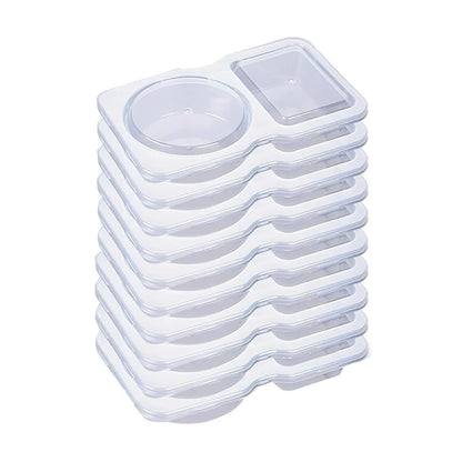 10Pcs Reusable Snack Containers with Lid Double Compartment Snackle Box Sauce Containers Portable Snack Box Food Containers Set