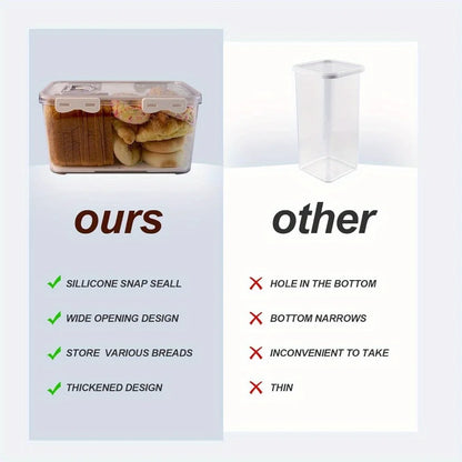 1Pcs Bread Box 3 Size Rectangular Bread Storage Boxes with Time Recording Clear Loaf Bread Container Airtight Bread Keeper Box