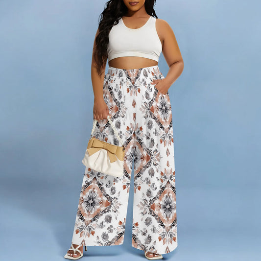 2025 Spring Palazzo Pants for Women High Waisted Wide Leg Stretchy Loose Fit Casual Trousers Party Pants with Pocket