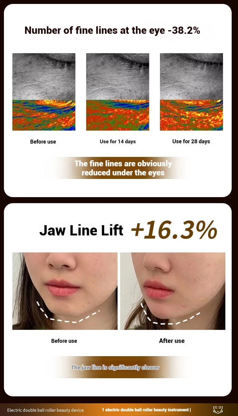 Electric Facial Roller Massager - EMS Microcurrent V-Shape Lifting Device for Face Contouring, Anti-Aging Skin Care & Hydration