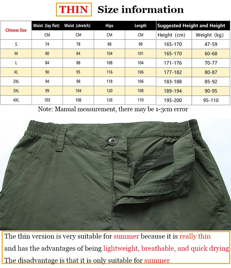 2024 Outdoor Waterproof Tactical Cargo Pants Multi-pocket Men Breathable Casual Long Trousers Male Quick Dry Cargo Pants