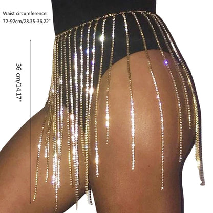 Rhinestone Skirt Belt Rhinestone Tassel Body Chain Waist Belt Tassel Belt Rhinestone Fringe Belt Belly Dance Belt Chain