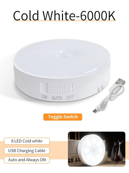 Smart Motion Sensor Light Usb Rechargeable Cabinet Lights Warm Light White Light For Kitchen Stairs Hallway Closet Bedroom Lamp