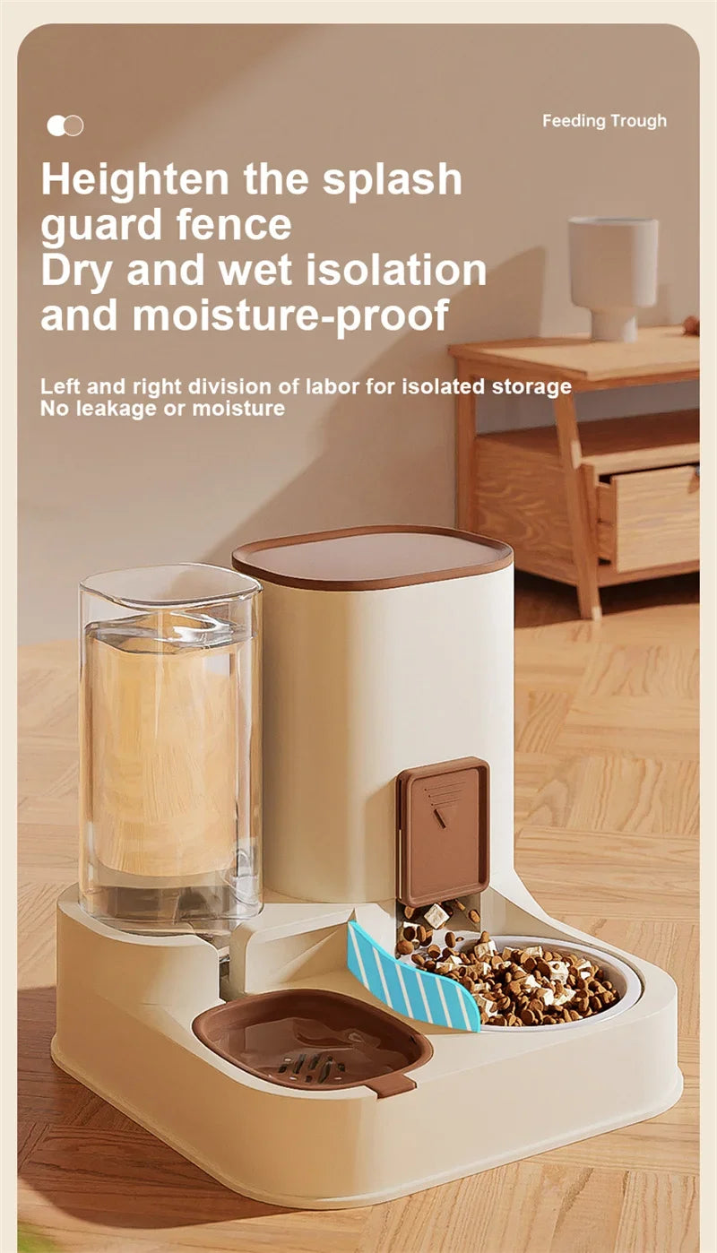 Pet Cat Automatic Feeder, Water Dispenser, Large Capacity Dry Wet Separation Food Container, Pet Supplies