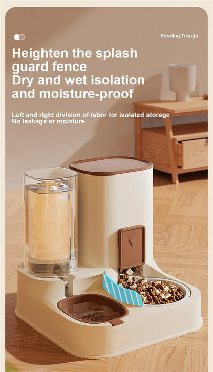 Pet Cat Automatic Feeder, Water Dispenser, Large Capacity Dry Wet Separation Food Container, Pet Supplies