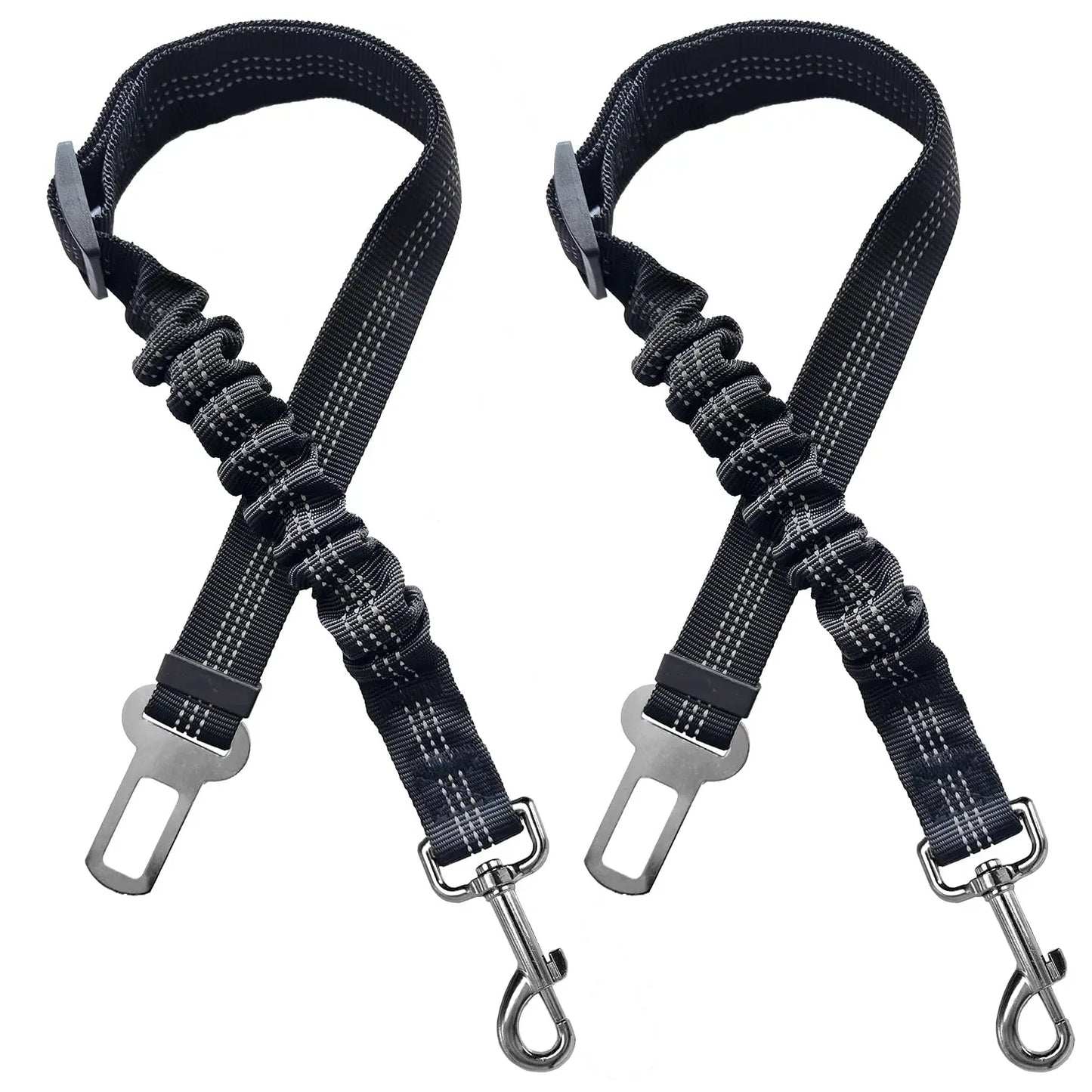 2pcs Dog Seat Belt for Car Adjustable Car Harness Bungee Anti Shock Safety Seats Belts Elastic Cushioning Seatbelt Leash