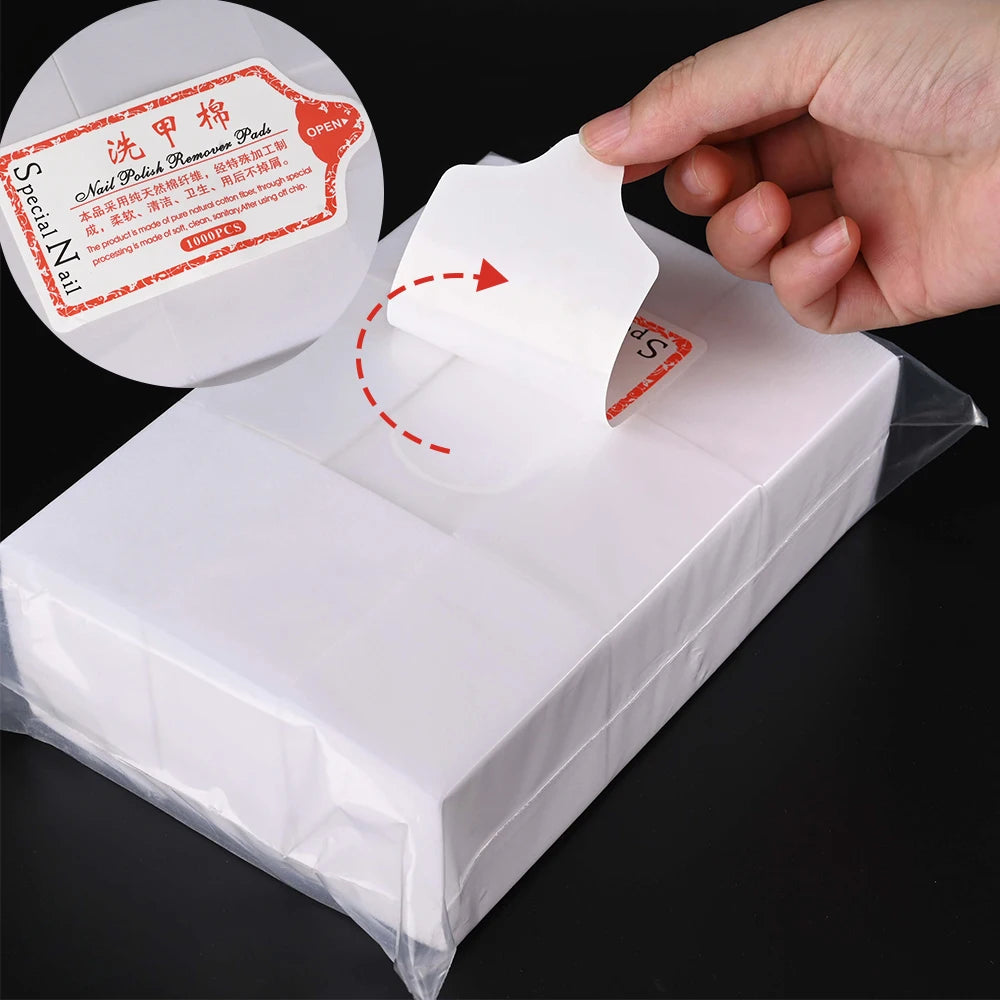 100% Cotton Nail Polish Remover Cotton， Nail Polish Manicure Gel Dust Cleaning Cotton Nail Art Remover Cotton Pads Wet Compress