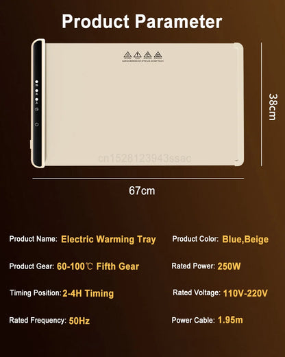 Electric Warming Tray Food Warmer Foldable Food Warming Mat Electric Warming Pad for Food Portable Silicone Food Warmer Plate