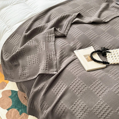 Battilo Cotton Throw Blanket Soft Breathable Waffle Blanket for Twin Queen King Bed Decorative Plaid Sofa Blankets Summer Throws