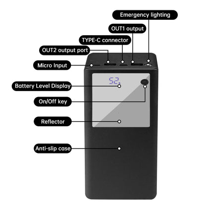 22.5w Fast Charging Power Bank Box 6*26650 Battery Box Support PD2.0/3.0 Input/output QC2.0/3.0 Output Diy Power Bank Box