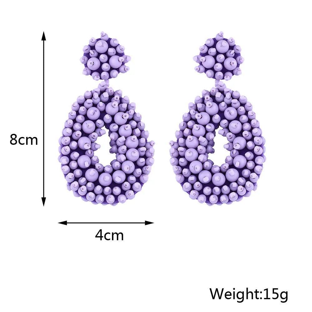 Bohemian Black Beaded Earrings Handmade Beads Drop Dangle Earrings For Women Statement Earrings Big Jewelry Brincos Accessories