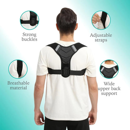 1PCS Back Brace Posture Corrector for Upper & Lower Back Pain Relief - Adjustable, Unisex, Clavicle Support, Improves Posture