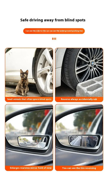 2Pcs 360 Degree Adjustable Blind Spot Mirror Car Auxiliary Rearview Convex Mirror Round Frame Wide Angle Mirrors for Car Reverse