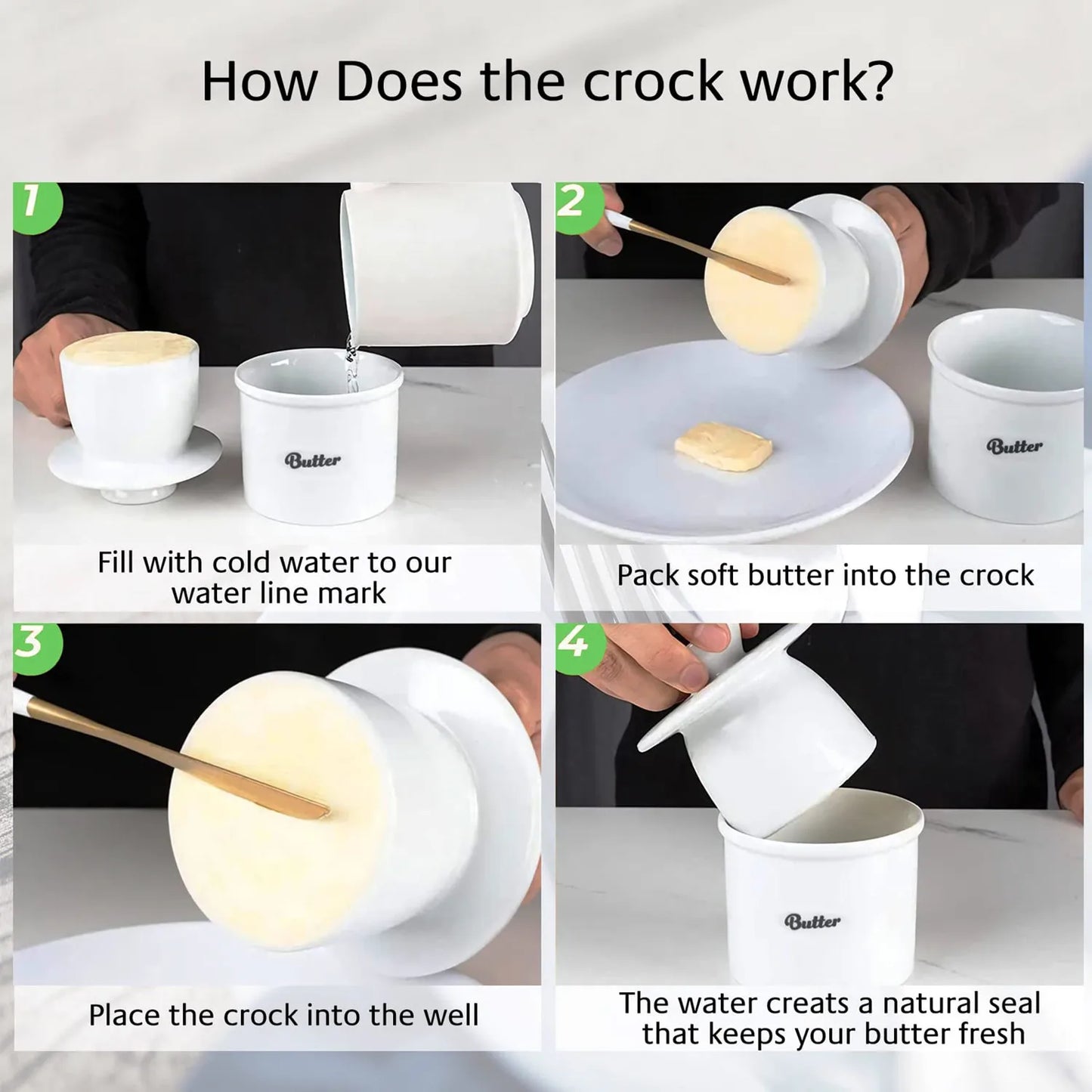 French Butter Crock For Counter With Butter Knife On Demand Spreadable Butter Ceramic Bell Style Butter Jar Butter Dish with Lid