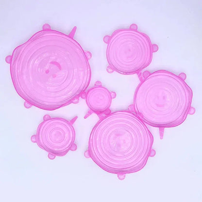 Silicone Stretch Lids Reusable Airtight Fruit Food Wrap Covers 6 Pcs Keeping Fresh Seal Bowl Stretchy Wrap Preservation Cover