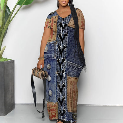 Women's Casual Maxi Dresses Summer Suspender Beach Dress Sundress with Pockets