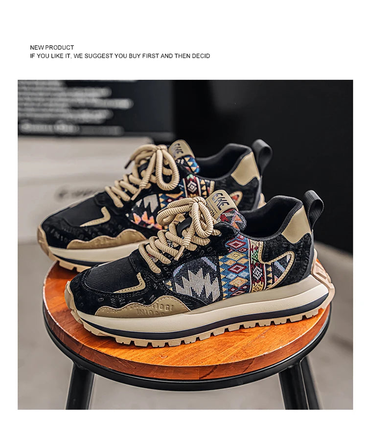 2025 Trend Print Mens Fashion Shoes Design Chunky Men Casual Sneaker Breathable Platform Sneakers Male Running Jogging Shoes