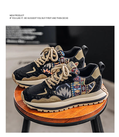 2025 Trend Print Mens Fashion Shoes Design Chunky Men Casual Sneaker Breathable Platform Sneakers Male Running Jogging Shoes