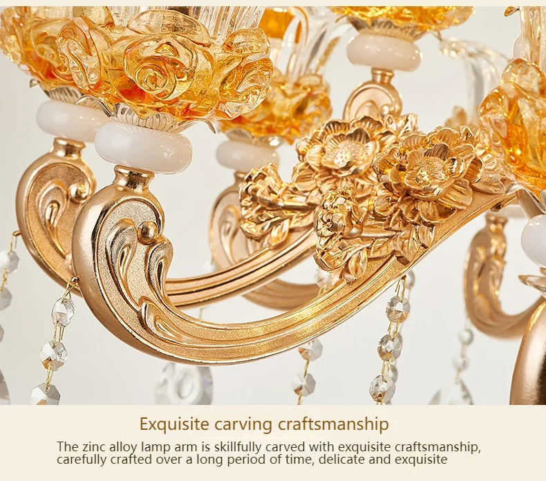 Flower Glass Lampshade Crystal Pendant Lamp Living Room Dining Room Bedroom Hall Villa New Design Hot Sale Decorative Chandelier