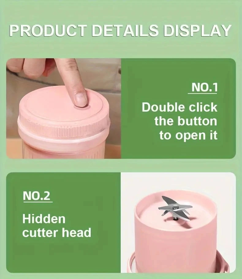 Electric Juicer Cup 6 Blades Blender Milkshake Machine USB Portable Fruit Milk Mixing Tool Mini Fresh Juice Blender Sport Bottl