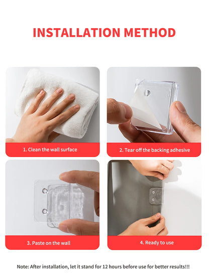 4PCS Non-Punching Shower Curtain Clamp Shower Curtain Organizer Does Not Harm Wall Curtain Transparent Shower Curtain Retainer