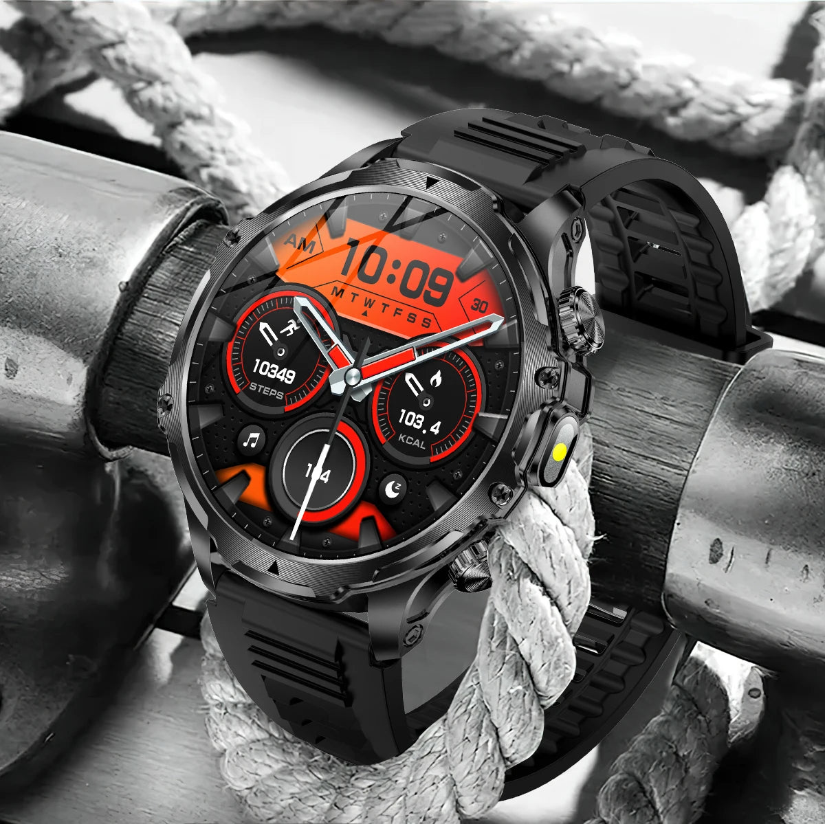 2025 Outdoor Sports Fitness Tracker Smart Watch 1.85 Inch HD Alomed 800mAh Lithium Battery Bluetooth LED Flashlight Smart Watch