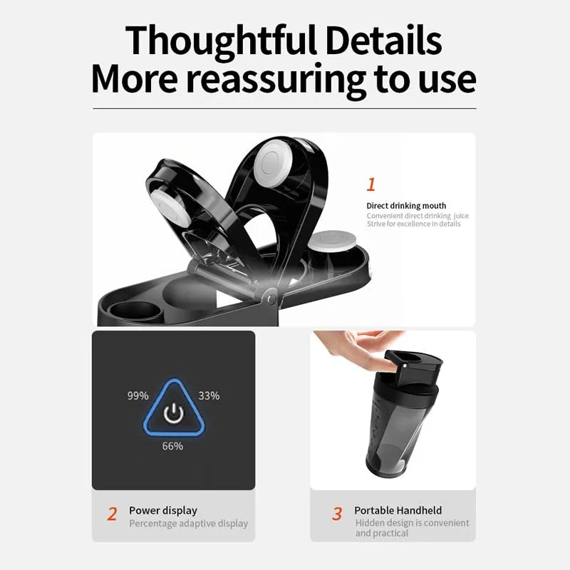 Portable Blender Mini Mixer Electric Juicer Machine Fresh Fruit Juice Blender for Travel Kitchen with 6 Blades