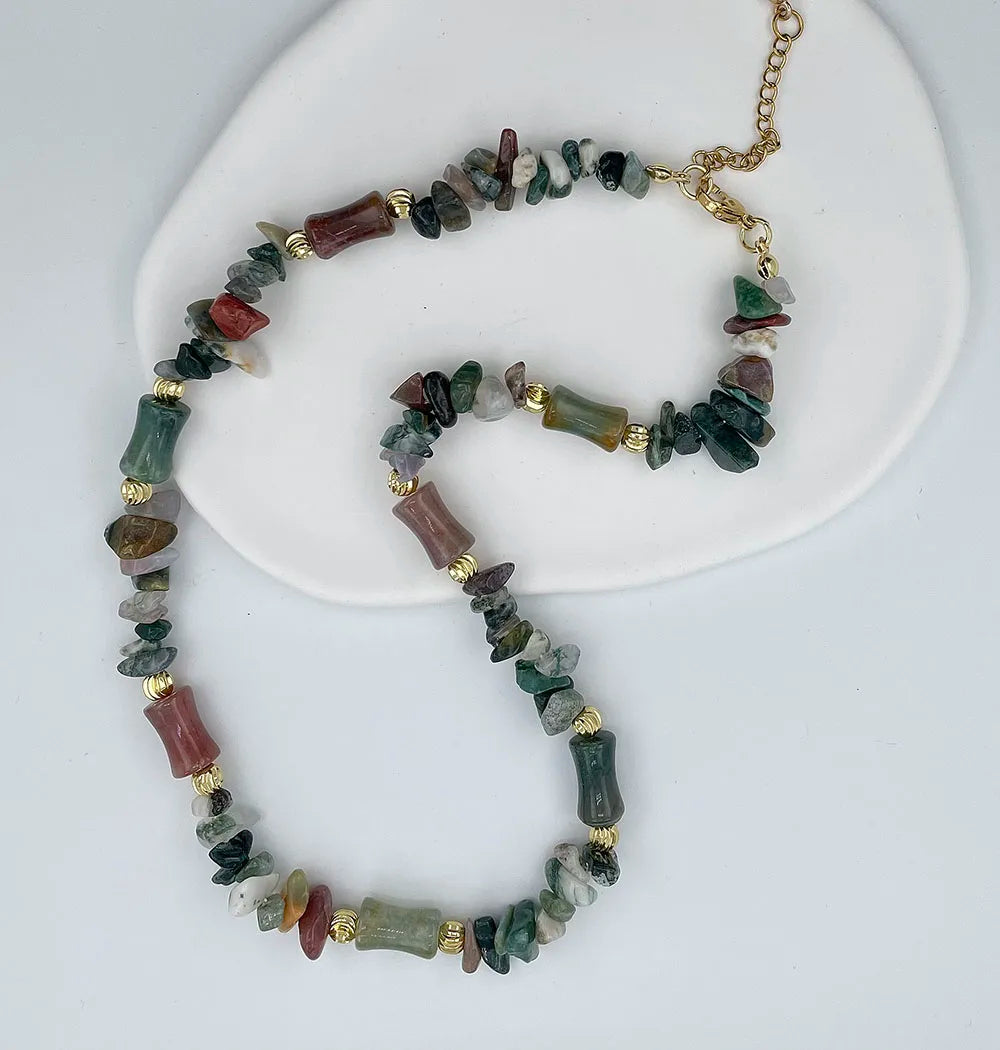 Unique design Pearl women's handmade pink colorful irregular gravel face necklace popular gift banquet party trendy charm.