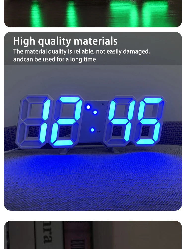 3D Digital Silent Clock Luminous Desktop Alarm Clock Digital Wall Clock Simple Clock Ornament