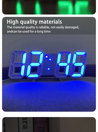 3D Digital Silent Clock Luminous Desktop Alarm Clock Digital Wall Clock Simple Clock Ornament