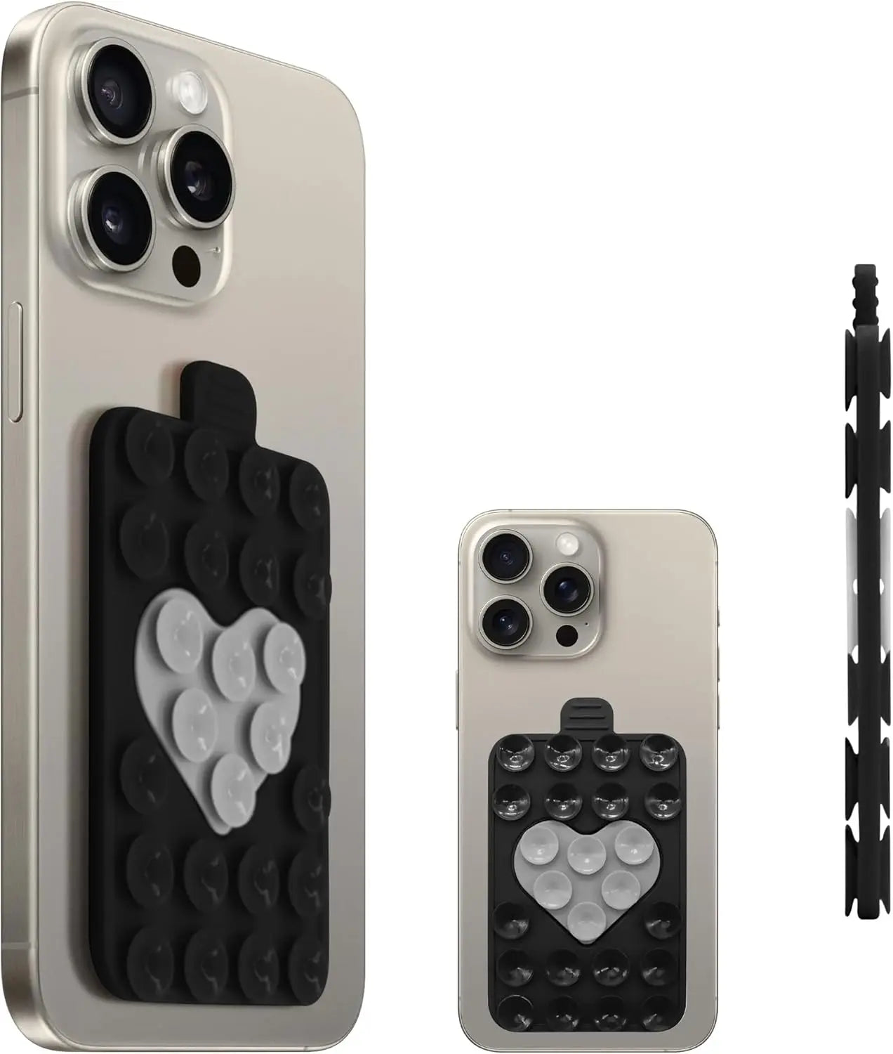 Heart Shape Double Sided Phone Suction Holder, Multi-Purpose Silicone Suction Cup Phone Mount Phone Case Sticky Phone Grip