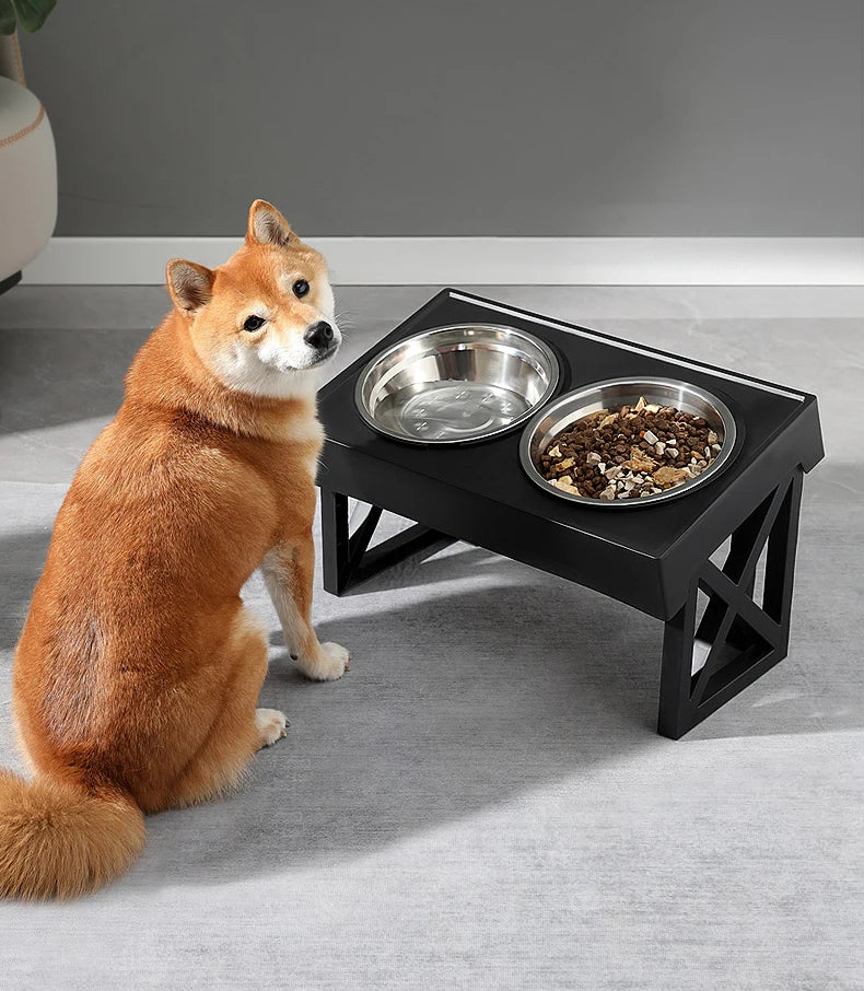 Elevated Dog Bowls 3 Adjustable Heights Dog Food Water Bowl with Slow Feeder Bowl  Dog Bowl For Pet Meal Mat Elevated Bowl Mat
