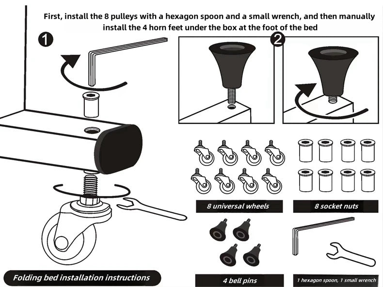 Luxurious White Bottom Frame Foldableing Bed New Thickeneded and Widened Lunch Break Foldableing Bed 60% off Bed