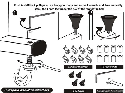 Luxurious White Bottom Frame Foldableing Bed New Thickeneded and Widened Lunch Break Foldableing Bed 60% off Bed