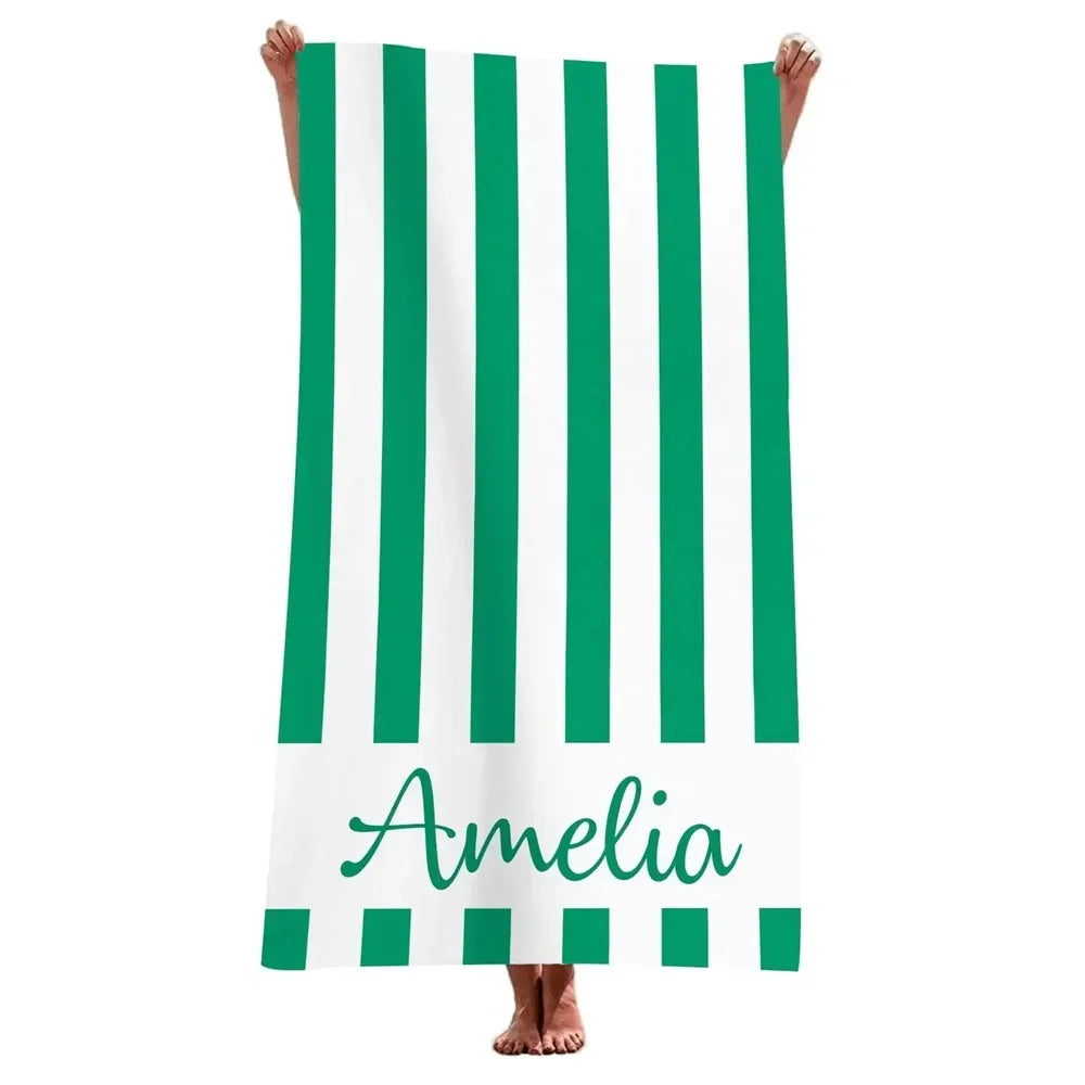 Striped Beach Towels Custom Name Beach Towel 3d Printed Microfiber Beach Towel Water Absorbing Personalized Bath Towel