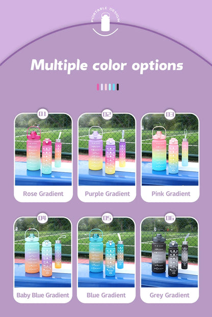 Water Bottle Motivational Drinking Bottle Sports Water Bottle with Time Marker Portable Reusable Plastic Cups Outdoor Travel Gym