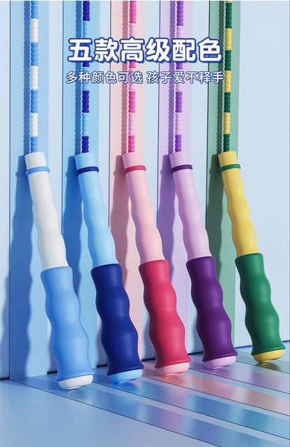 2.8m Soft Beads PVC Cord Silicone Skip Rope for Baby Kids Girls Exercise Fitness Jump Rope Adjustable Bamboo Beaded Jumping Rope