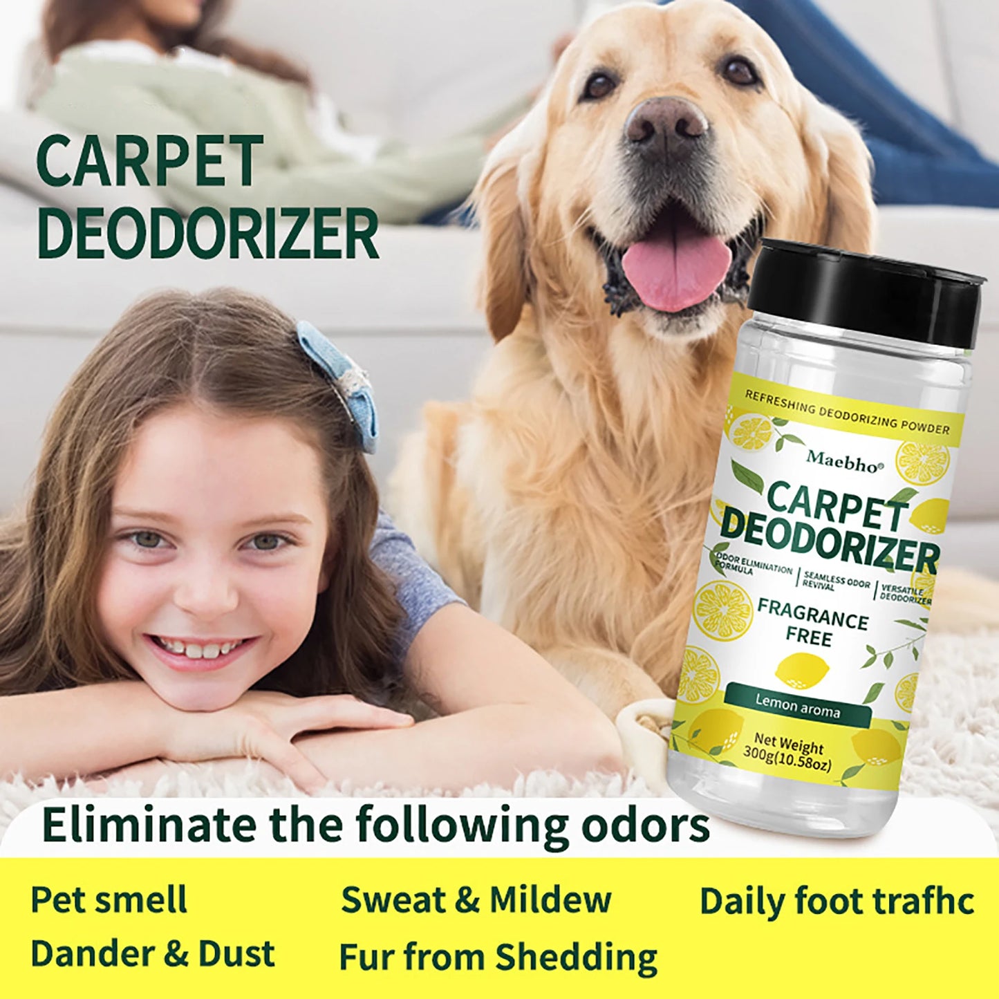 Carpet Deodorizing Powder Powerful Pet Smell Eliminator & Urine Odor Dust Remover Refresher for Home Carpet Cleaning Accessories