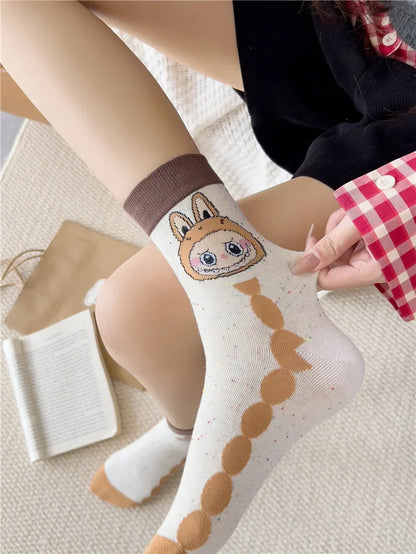 Labubu Mid Length Socks for Children Versatile Couples Trendy College Style Anime and Cartoon Department Labubu Cloth Long Socks