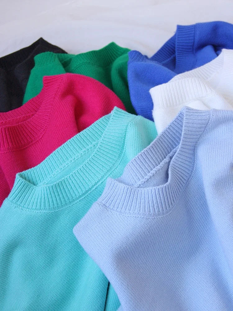 Light Blue Oversized Sweaters For Women 2024 Trend White Loose Sweater Casual Autumn Winter Warm Thick Knit Sweater Women Jumper