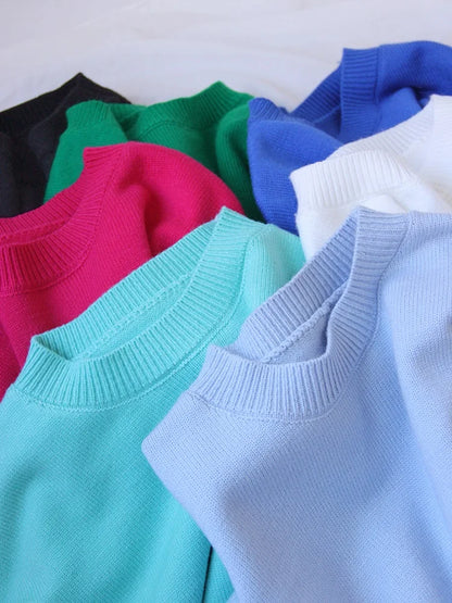 Light Blue Oversized Sweaters For Women 2024 Trend White Loose Sweater Casual Autumn Winter Warm Thick Knit Sweater Women Jumper