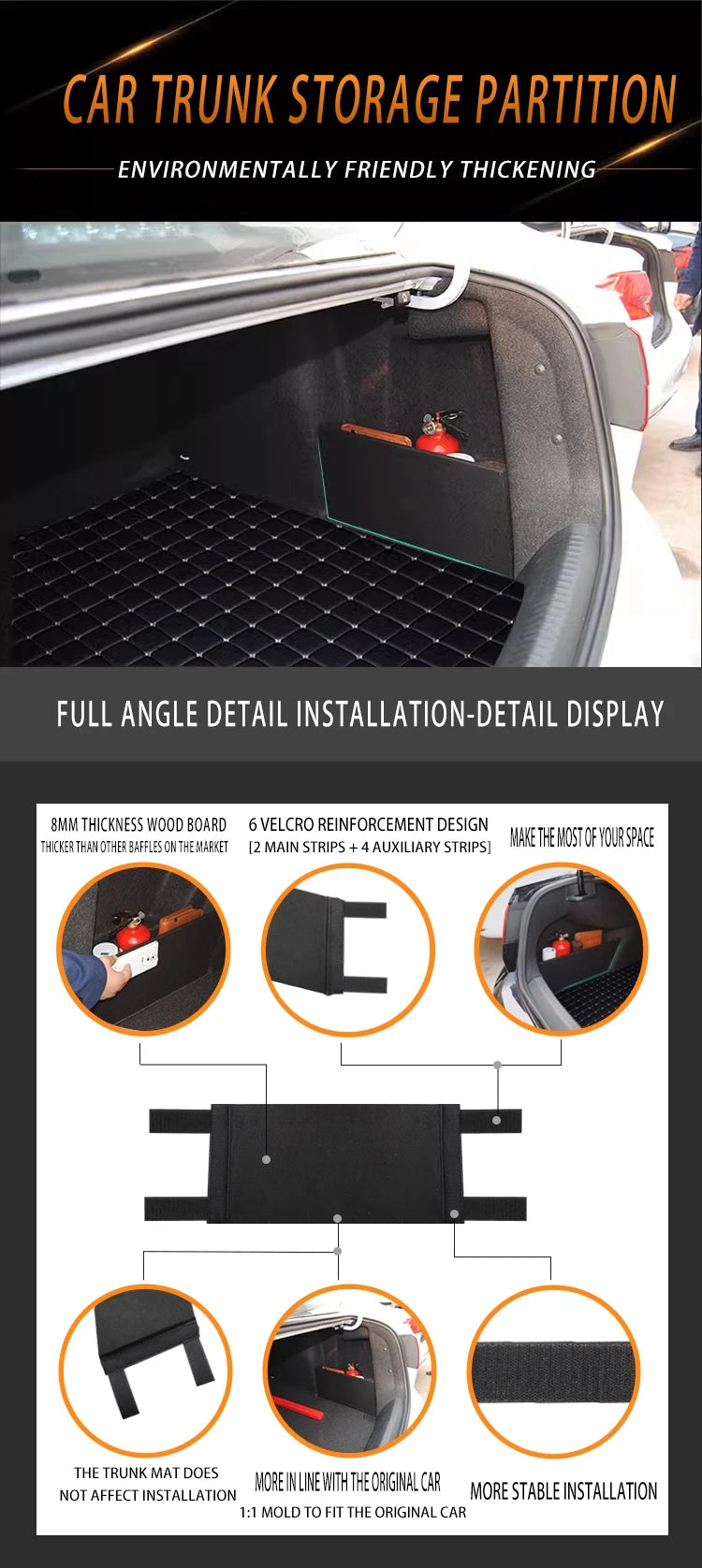 Auto Accessories For Audi A3 8Y 2021~2025 2022 2023 Car Upgrade Organizer Trunk Side Partition Trunk Interior Storage Box Parts