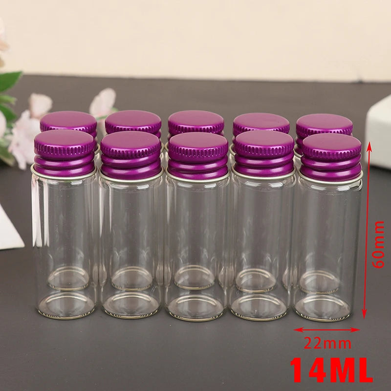 10PCS/lot  5/7/10/14/18/20/26ML Tiny Glass Jars Bottles Screw Cap Storage Jar Mini Containers GLASS Transparent Vial Bottles