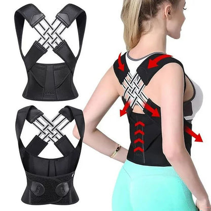 Male and female back support posture corrector - shoulder straightener with adjustable full back support posture strap