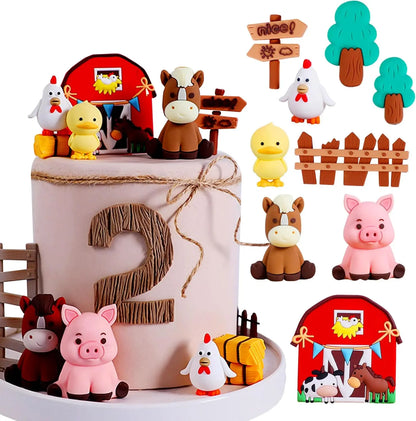 Farm Animal Cake Decoration Farm Birthday Cake Toppers Cow Pig Cake Topper for Farm Animal Baby Shower Birthday Party Decoration