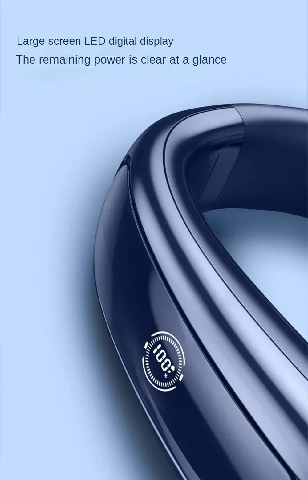 15000mah Portable Neck Fan Smart Digital Display USB Rechargeable Outdoors Bladeless Silent Cooling Neck Fan For Summer Sport