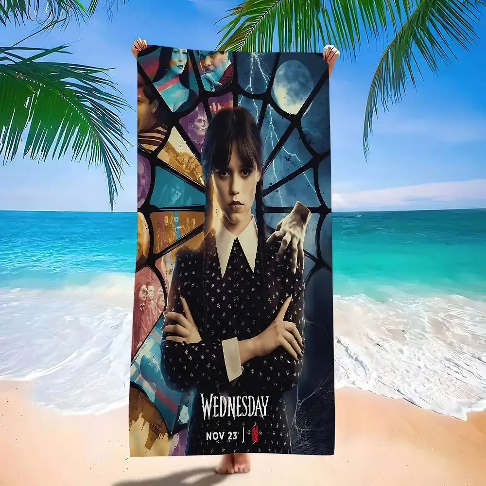 W-WednesdayS Addams Movie Cartoon Beach Towel Cute Kawaii Room Decor Bath Girls Children Hand Towels For Bathroom Shower