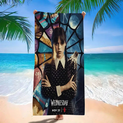 W-WednesdayS Addams Movie Cartoon Beach Towel Cute Kawaii Room Decor Bath Girls Children Hand Towels For Bathroom Shower