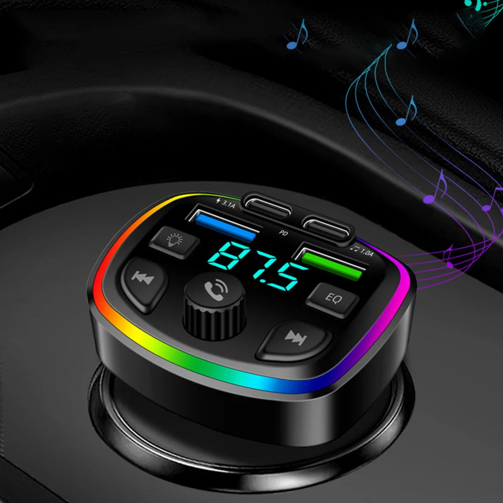 5.0 FM Transmitter Car Bluetooth-compatible 3.1A 1.0A Dual USB Car Charging MP3 Player FM Transmitter ﻿